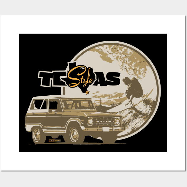 Texas-Style Surfer with Ford Bronco in browns Wall Art by CamcoGraphics